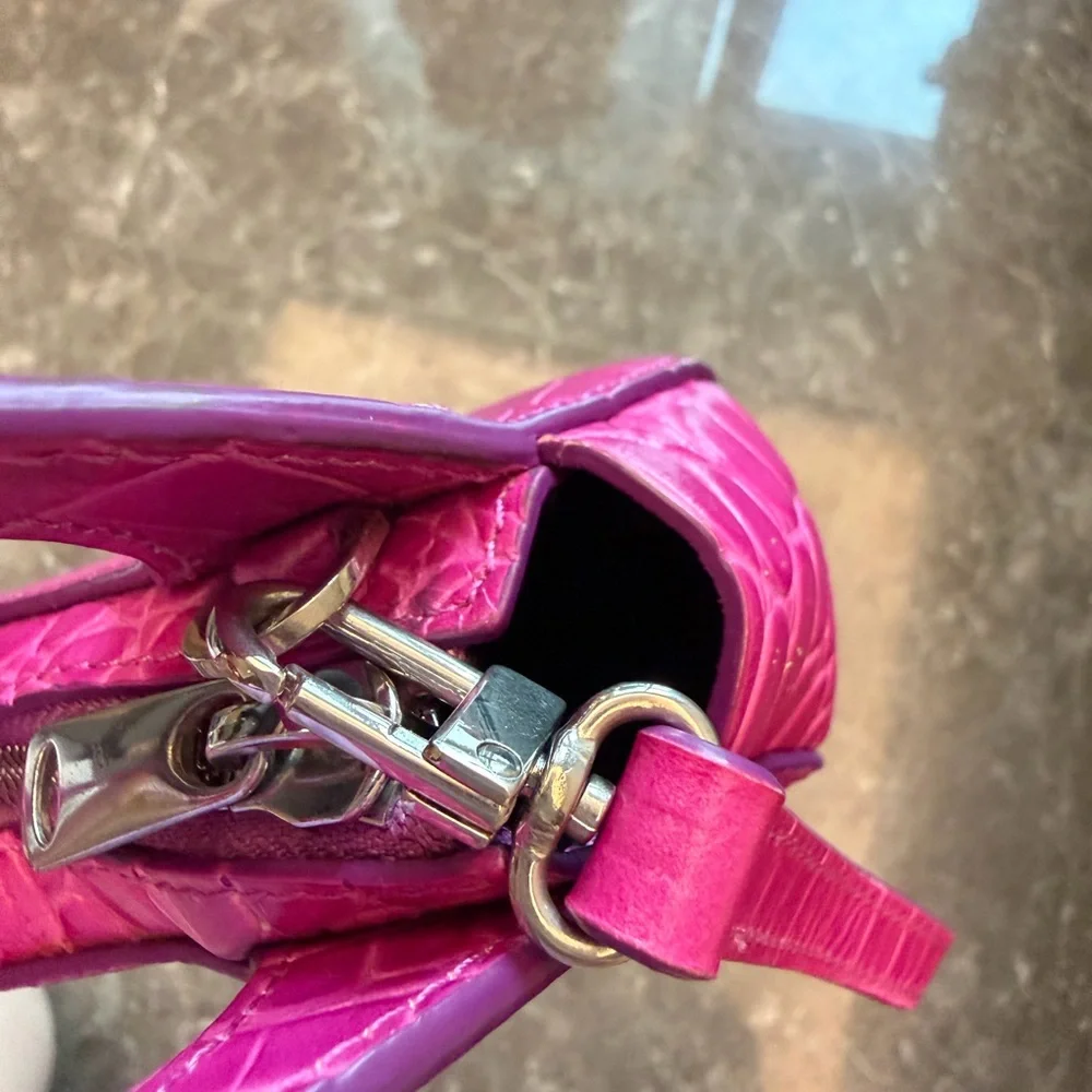 Coperni Fuchsia Croc-Embossed Mini Crossbody Bag